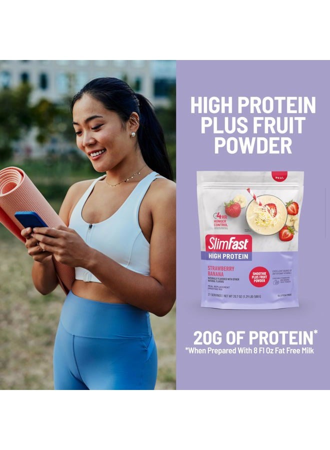 SlimFast High Protein Smoothie Mix Plus Fruit Powder, High Protein Meal Replacement Powder, Fiber, Vitamin C, 21 Servings, 1.29 Pounds, Strawberry Banana (Packaging May Vary) - Image 4